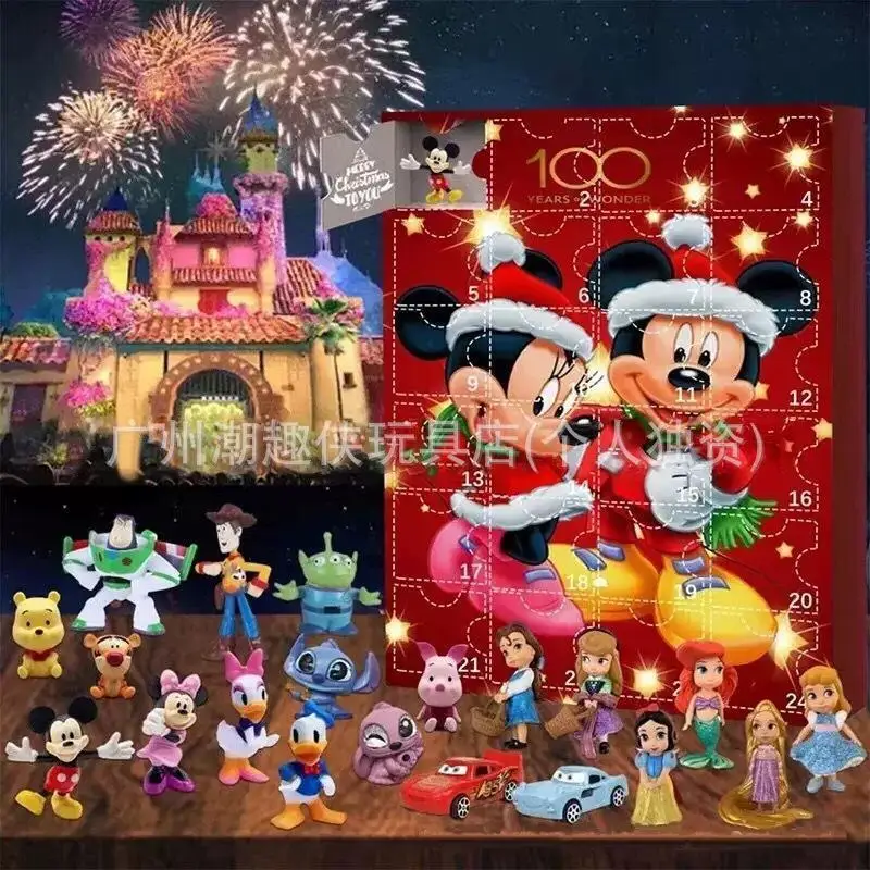 Disney Mickey Mouse Plastic Christmas 24 Countdown Calendar Creativity Cute Doll Doll Handmade Model Blind Box Boy Birthday Gift