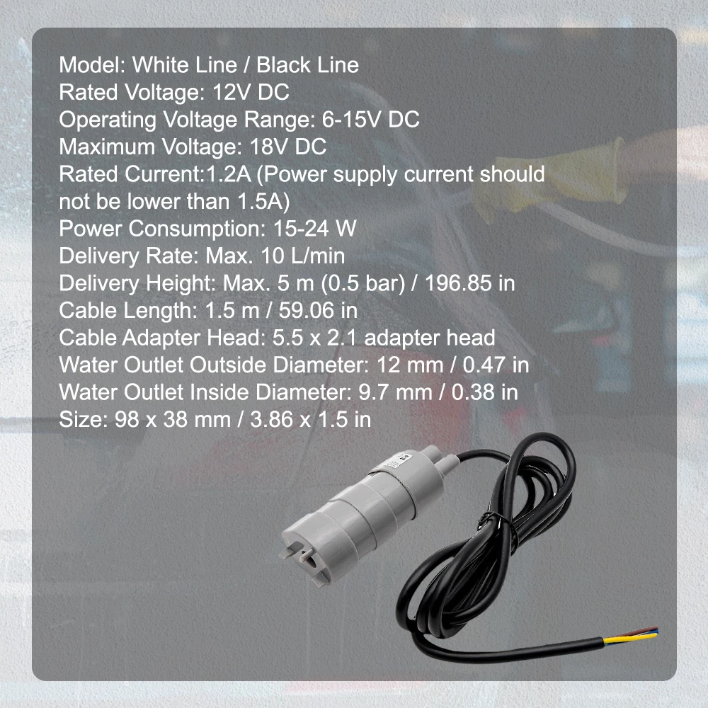 12V Submersible Water Pump Replacement Pump for Thetford Toilets C200 C200CW C2 C400 Black/White Car Accessories