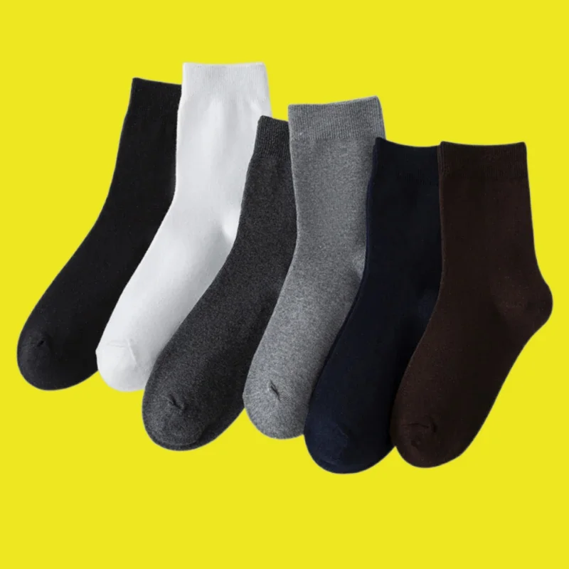 

5/10 Pairs Men's Business Middle Tube Socks Cotton Casual Men's Four Seasons Cotton Socks Solid Color Double Needle Men's Socks