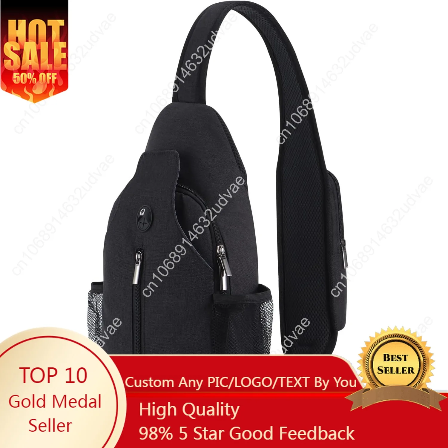 VADOO Sling Backpack with RFID Blocking and Phone Holder on Strap for Men Women Crossbody Chest Bag for Travel Hiking