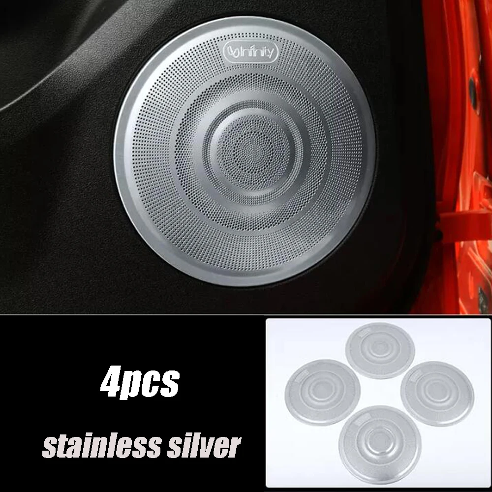 For Great Wall GWM WEY Tank 300 2022 2023 Stainless Car Four Door Audio Speaker Loudspeaker Ring cover Decoration Sticker Trim