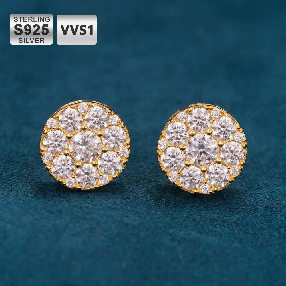 

ICEBLING 11MM Moissanite Cluster Halo Stud Earrings D Color Moissanite Stud Earrings For Women 100% 925 Sterling Silver