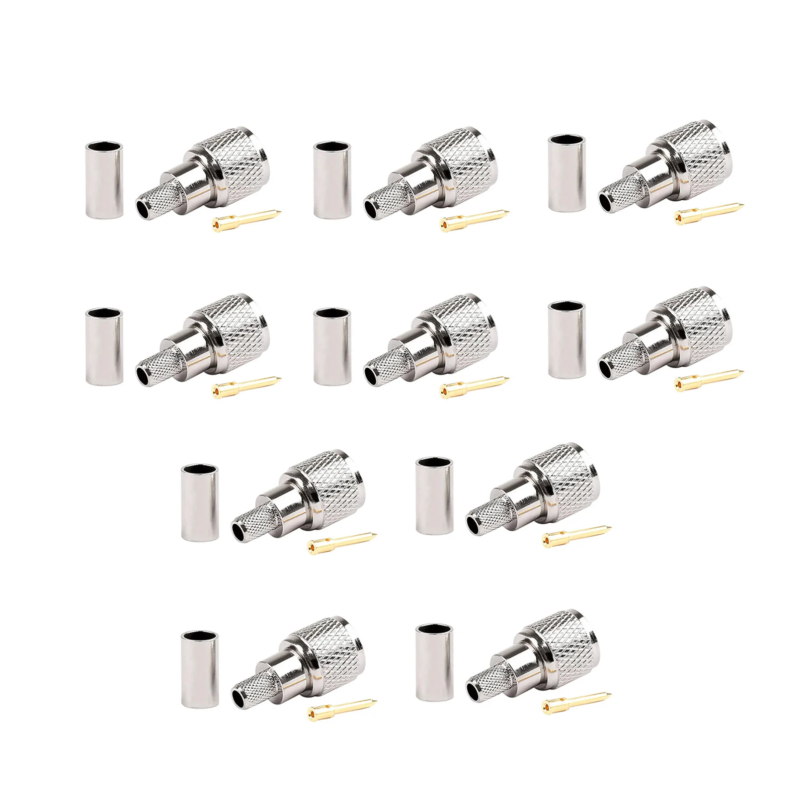 

10PCS Brass Mini-UHF Antenna Adapter Male Plug to Female Jack Straight 50 Ohm for RG58 Cable Motorola Radio Scanner Ham