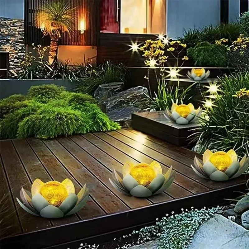 LED Solar Lamp Simulation Lotus Outdoor Waterproof Pond Floating Decoration Light Yard Pond Garden Colorful LED Wishing Lantern