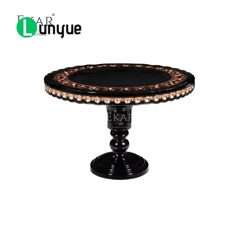 Black and Rose Gold Crown Table Deluxe French Classic Dessert Display Stand for Home Party Wedding Cake Decoration Elegant