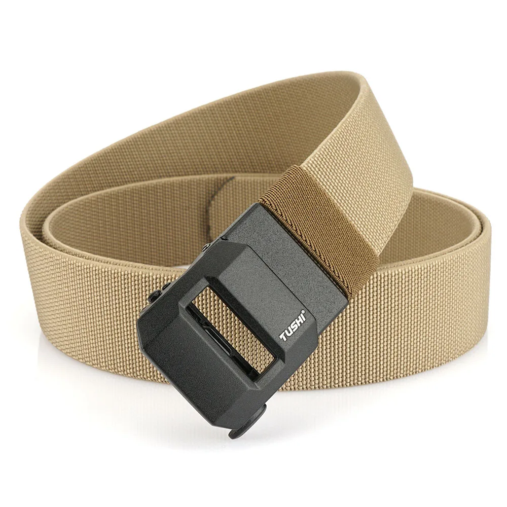 TUSHI Neuer Golf-Sportgürtel, elastischer Gürtel, taktischer Gürtel, Metall, automatische Schnalle, Stretch-Nylon, Herren-Militärgürtel, 120–150 cm, große Gürtel – Detail 14