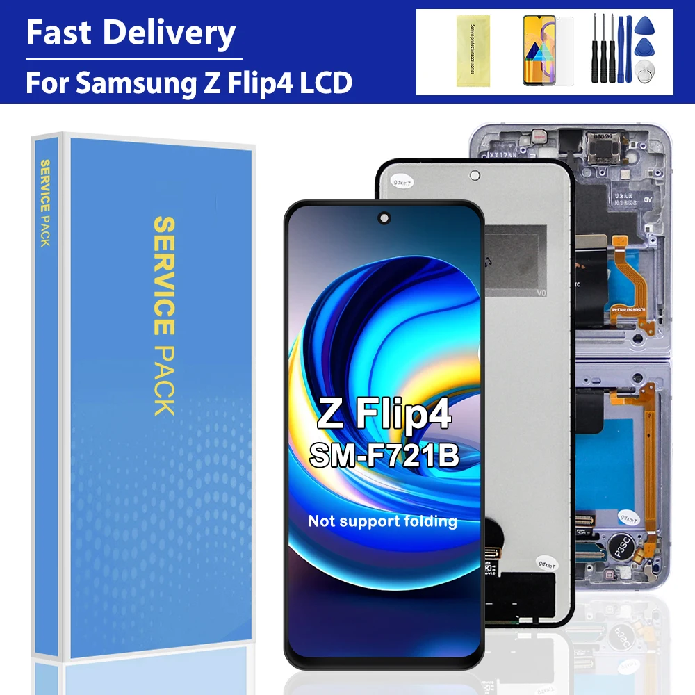 for-samsung-z-flip-4-5g-f721b-f721w-tft-quality-lcd-display-with-frame-touch-screen-digitizer-assembly-replacement-repair-part