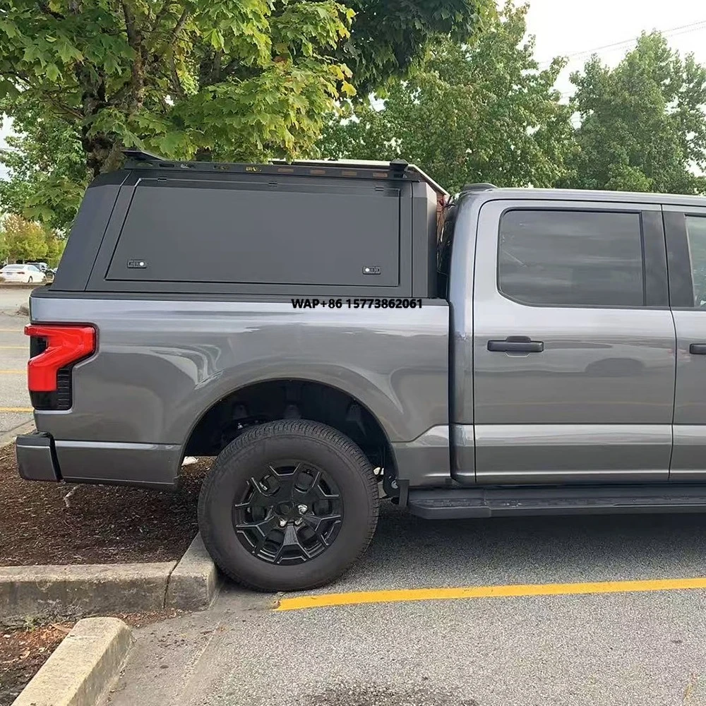 

4x4 Pickups Truck Bed Aluminum Waterproof Hard Lid Cover Topper Camper Canopy with Lockable Door for F150 2025 Roof bar