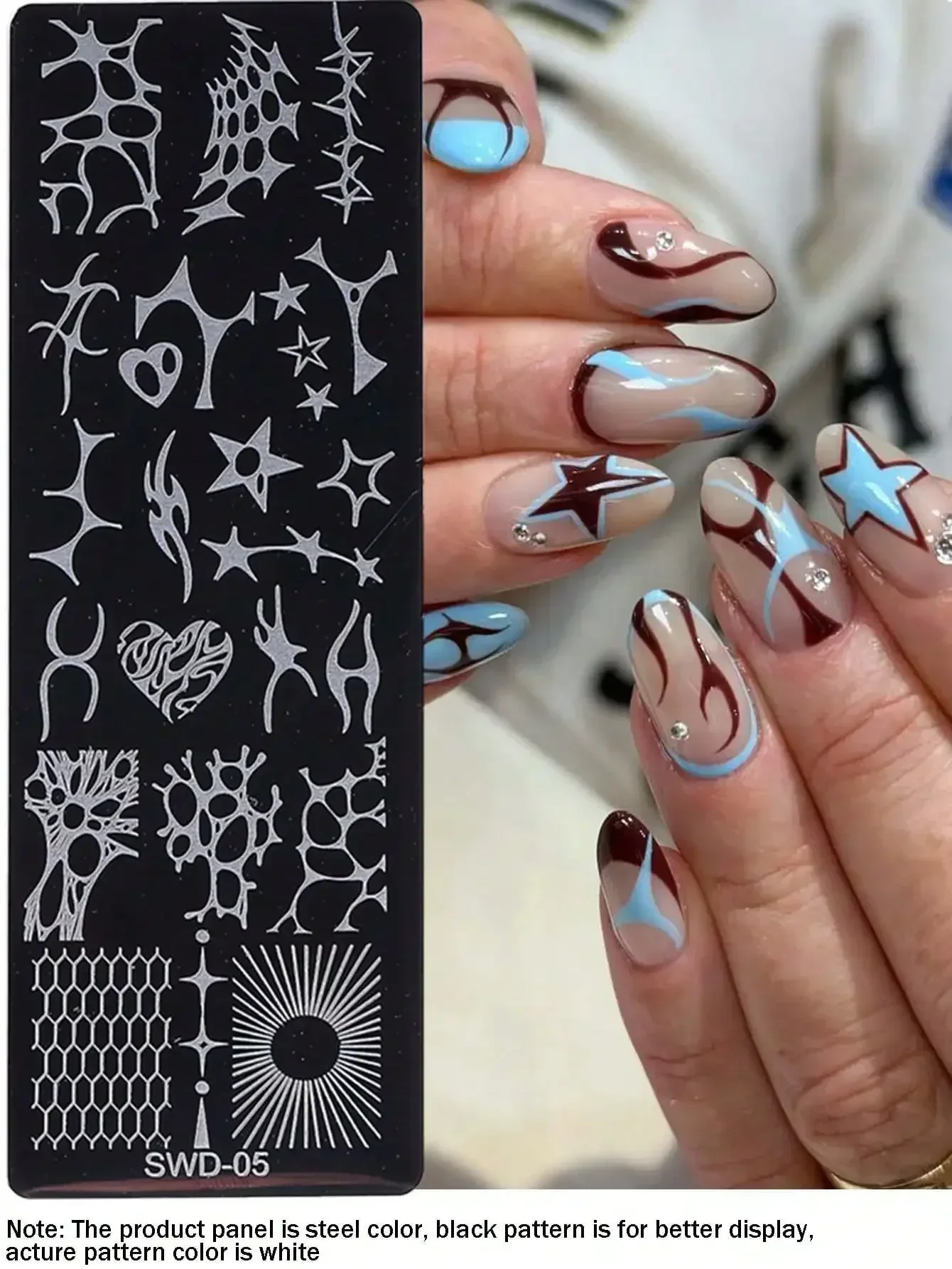 1pc Y2K Nail Stamping Plate Abstract Nails Liquid Line Metal Template Irregular Lace Fishnet Pattern Nail Stencil Sexy Nail Print DIY Design Manicure Salon Tool Nail Accessories Set