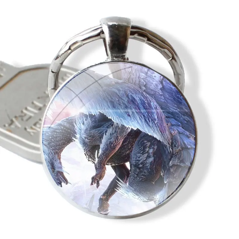 Keychain Handmade Glass Cabochon Key Ring Holder Pendant Key Chains Monster Hunter