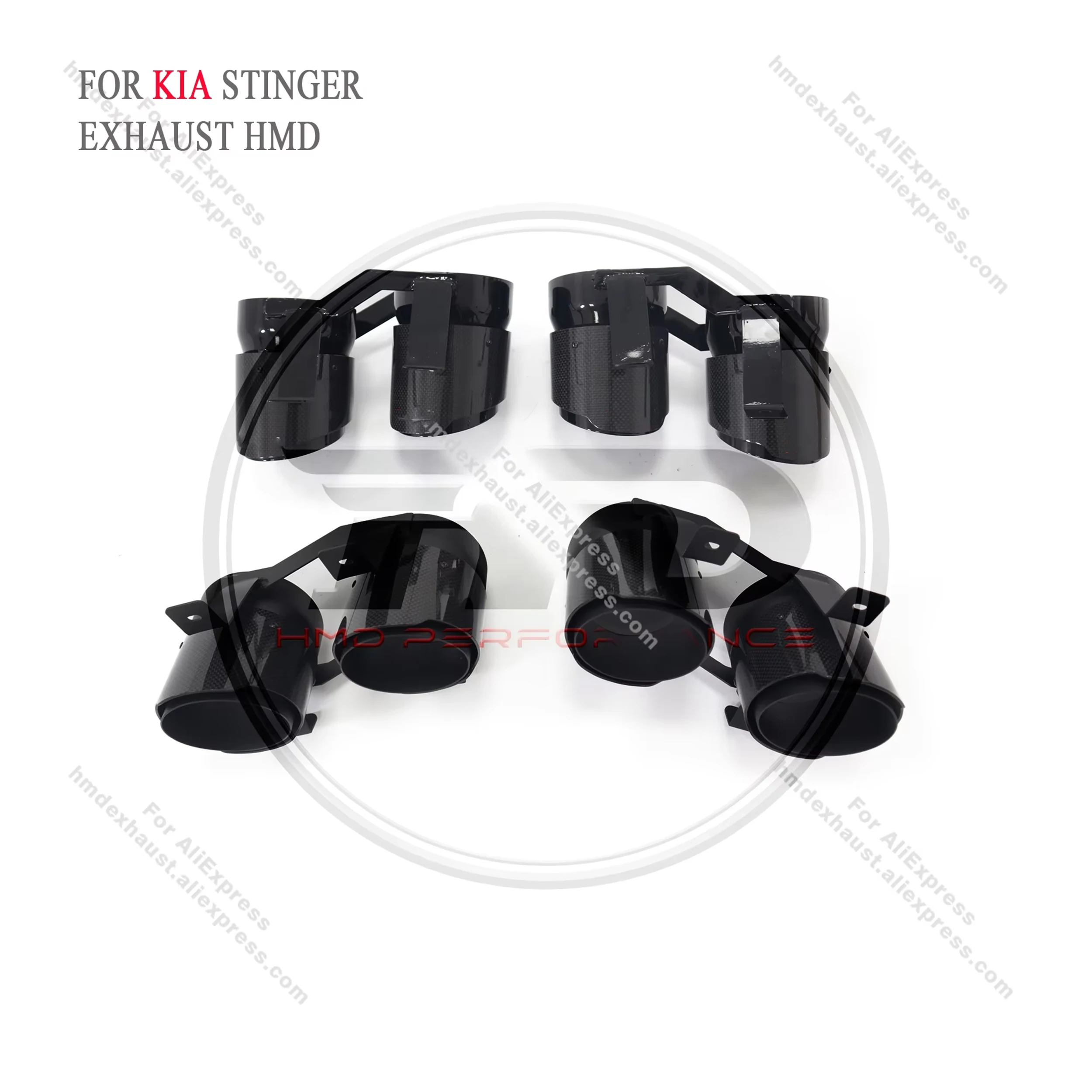 

Выхлопная система HMD для выхлопной трубы из углеродного волокна KIA Stinger, матовые наконечники, неразрушающая установка