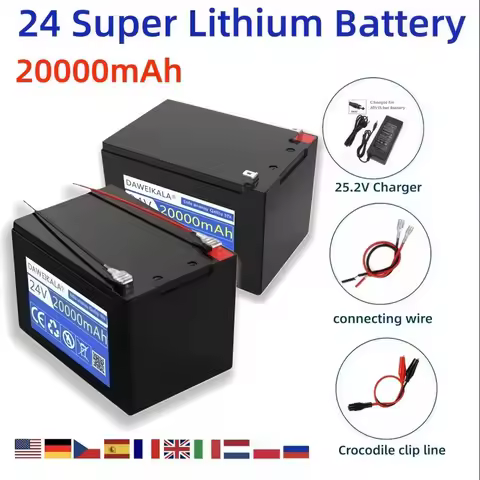 NEW Super lithium battery 24V 20Ah LiFePo4 Lithium Battery 18650 Electric Vehicle Battery Pack Built-in BMS 30A High Current