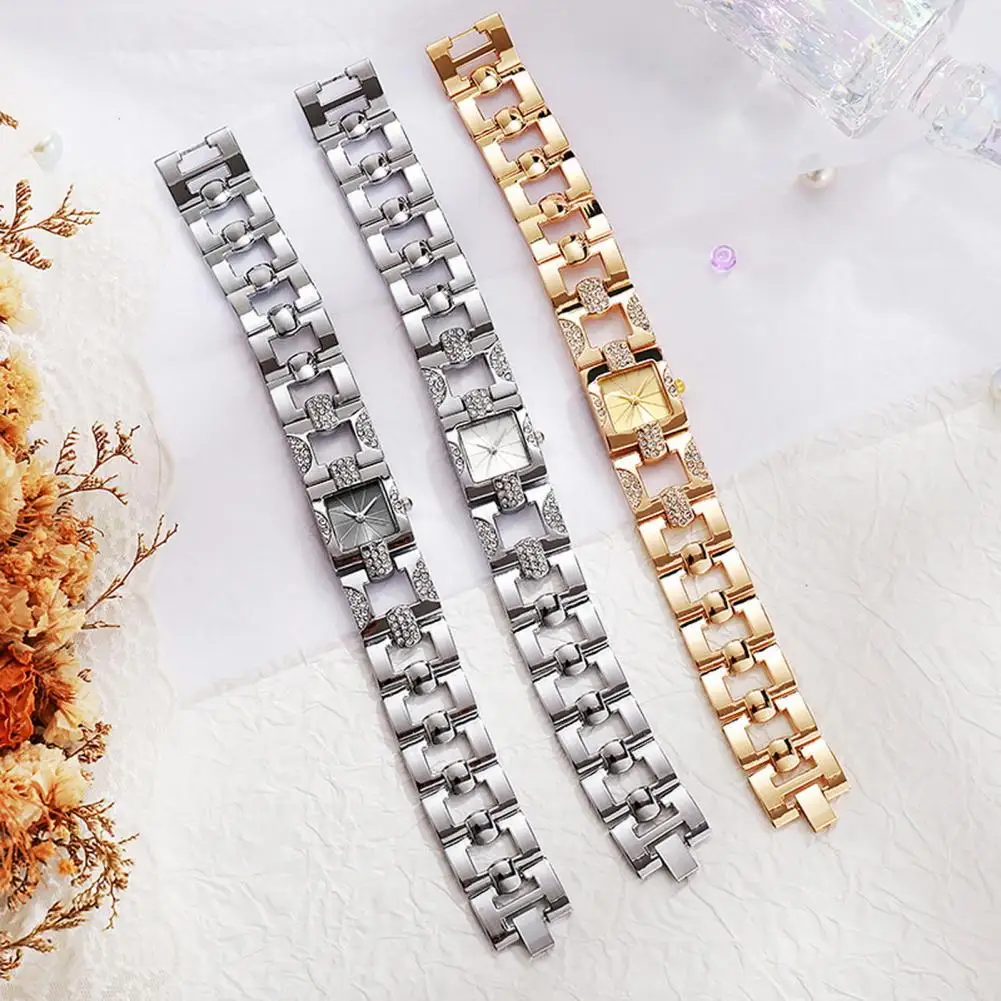 

Классические женские часы, женские часы с квадратным циферблатом, элегантные часы-браслет со стразами для женщин, кварцевые наручные часы с квадратным циферблатом