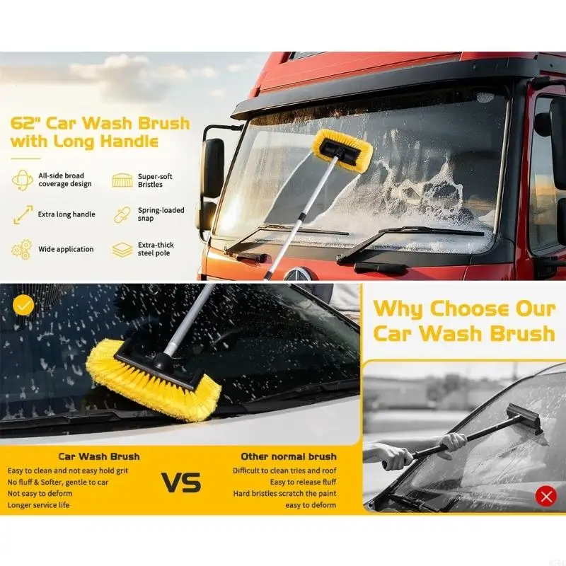 M76E Multipurpose Extendable Cleaning Brush Car Wash Mop for Vehicle Garden Use