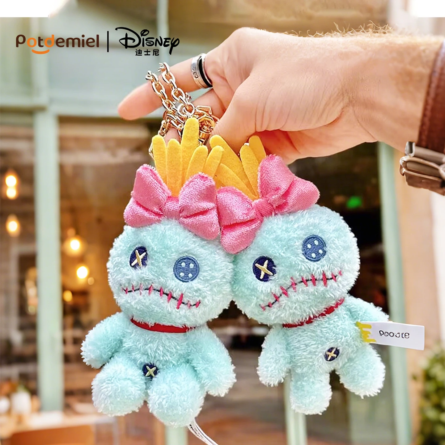 New Genuine Disney Lilo & Stitch Scrump Cute Plush Toy Small Gold Keyring Keychain Stuffed Toy Backpack Pendant Christmas Gift
