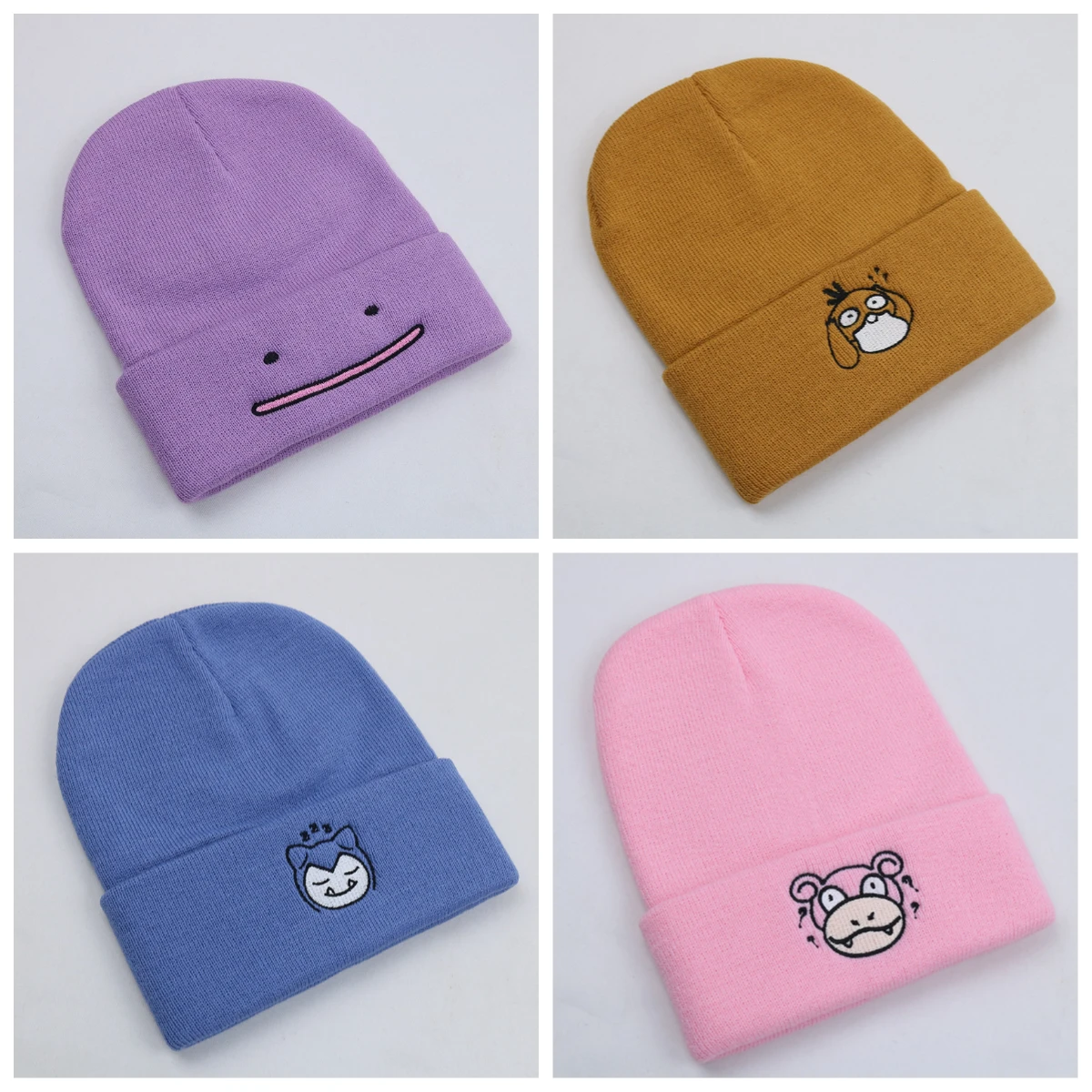 

Pokemon Pikachu Women's Winter Warm Hat Anime Solid Color Fun Knitted Hat Suitable for Both Men and Women Embroidered Hats