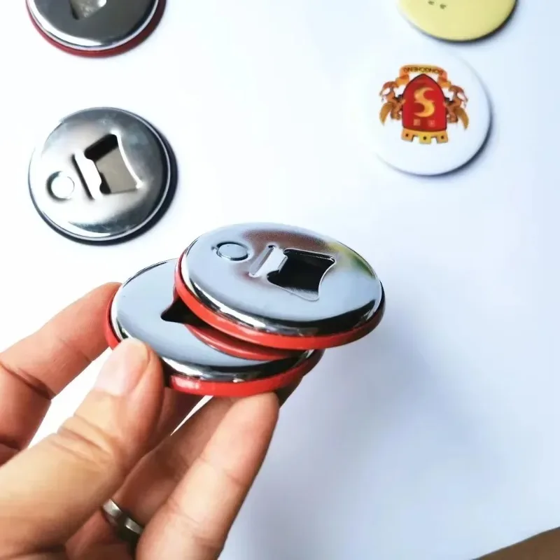 58/75mm 100Sets Magnetic Bottle Opener Metal Button Parts Supplies for Button Maker Machine Round Pin Materials Fridge Magnet