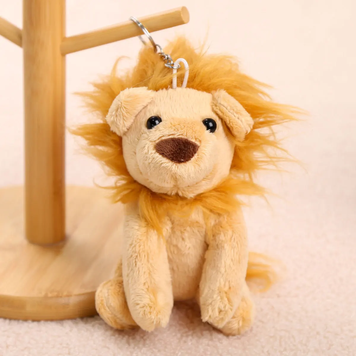 Japonês bonito leão boneca de pelúcia chaveiro pingente presente criativo simulação animal pequeno leão pelúcia boneca saco decoração presente