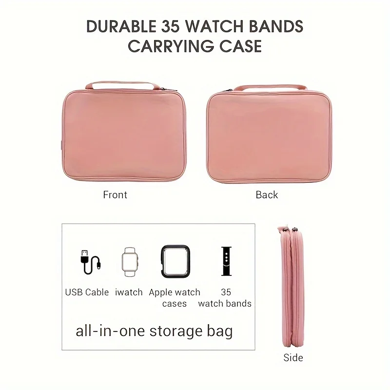 Watch Band Storage Case Hold 35 Watch Strap Multi-function Digital Storage Bag Portable Travel Organizer for Cable Data Earphone