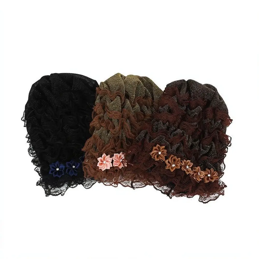 Elegant Flower Lace Turban Hat Women Breathable Hair Cover Cap Soft Headwear For Daily Fashion Casual Floral Chemo Scarf