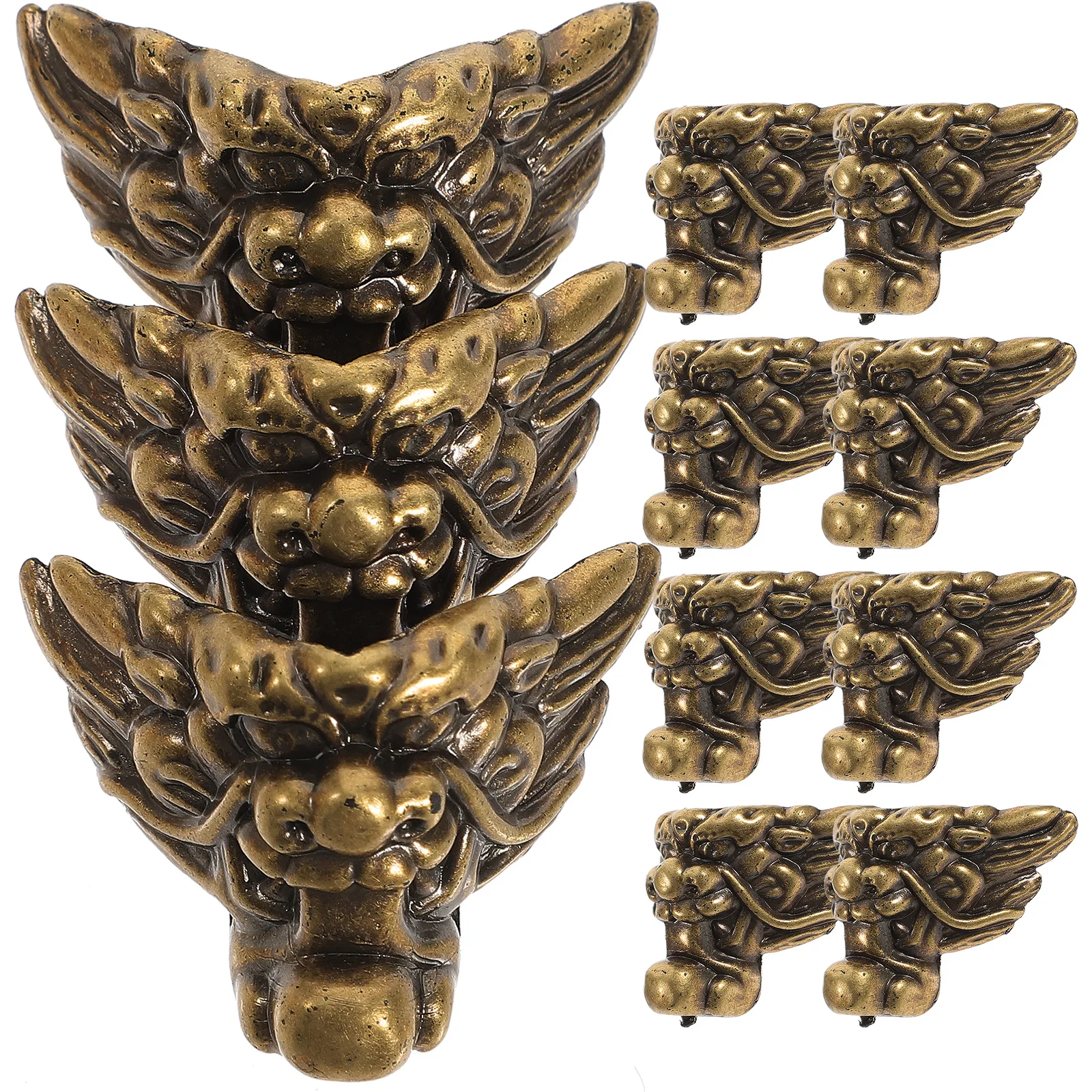 

12Pcs Box Corner Protectors Wooden Jewelry Case Vintage Lion Decoration Safety Guards Decorative Edges for Gift Tool