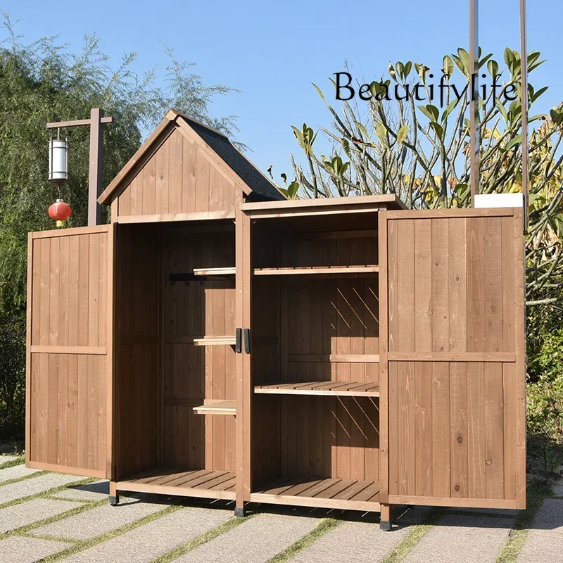 BA Outdoor Locker Tool Cabinet Sundries Waterproof Farm Tools Sunscreen Household Balcony Garden Outdoor Pastoral Style X
