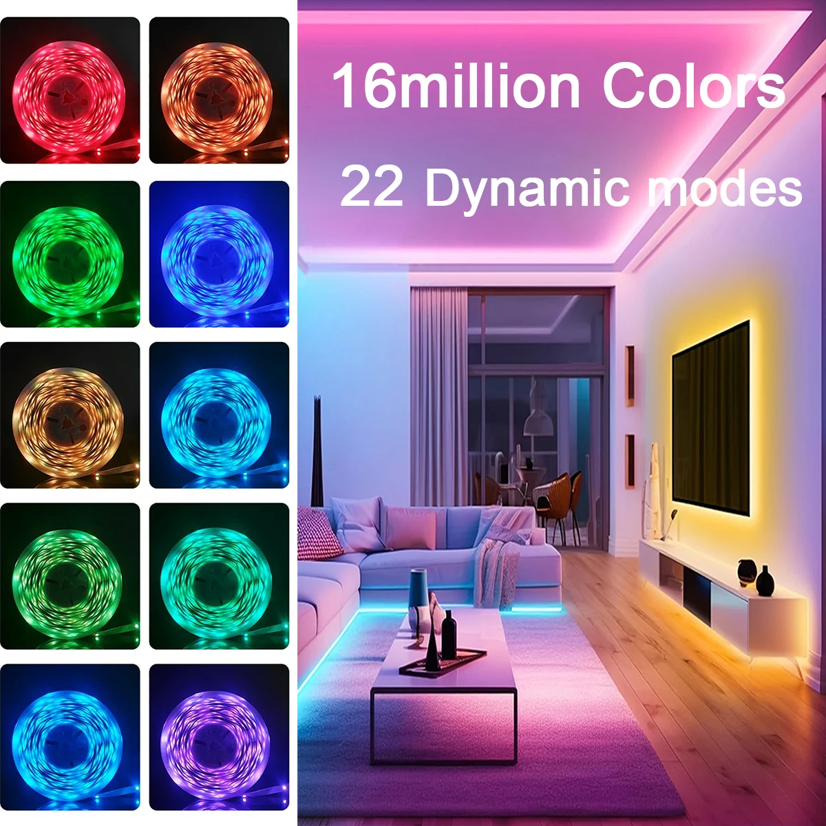 RGB Led Strip Lights with APP Control Music Sync USB 5V Led Tape Lights for Room Party Decor TV Backlight Flexible Ribbon