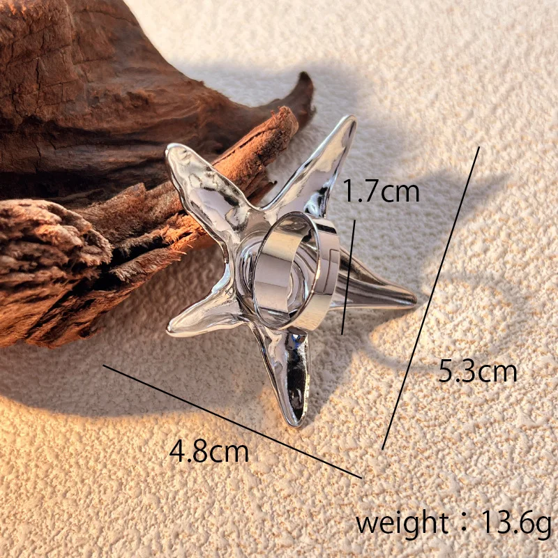 Exaggerate Oversize Two-color Starfish Rings for Women Gold&silver Mix Color Big Star Knuckle Ring Party Gifts Trendy Jewelry view 5