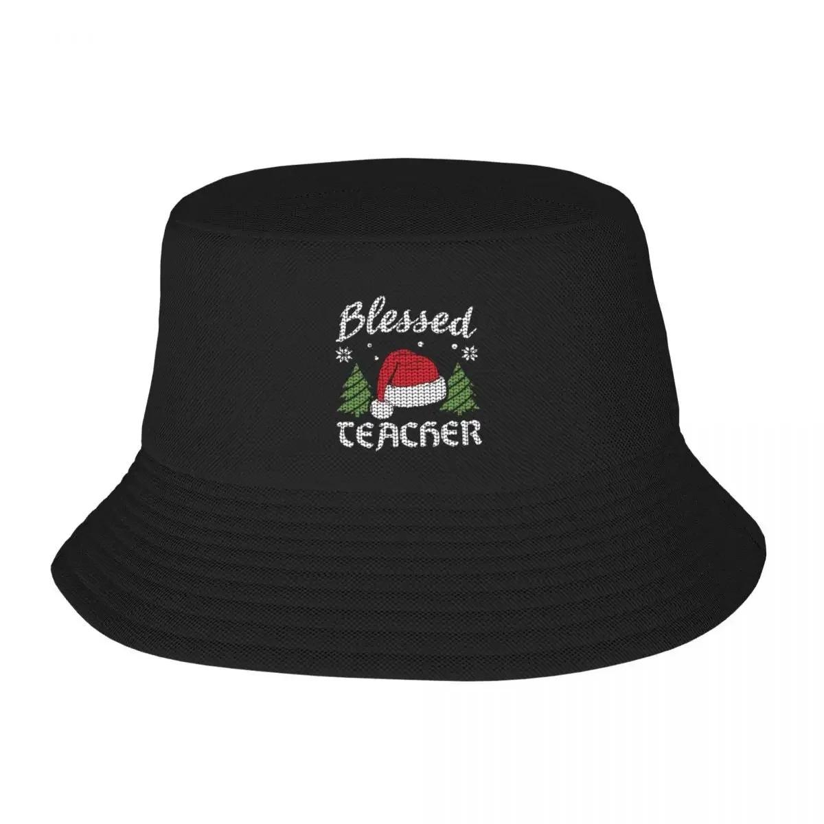 2026 Blessed Teacher Elf Santa December Christmas Bucket Hat Sun Cap Beach Bag Big Size Hat Hats Woman Men's