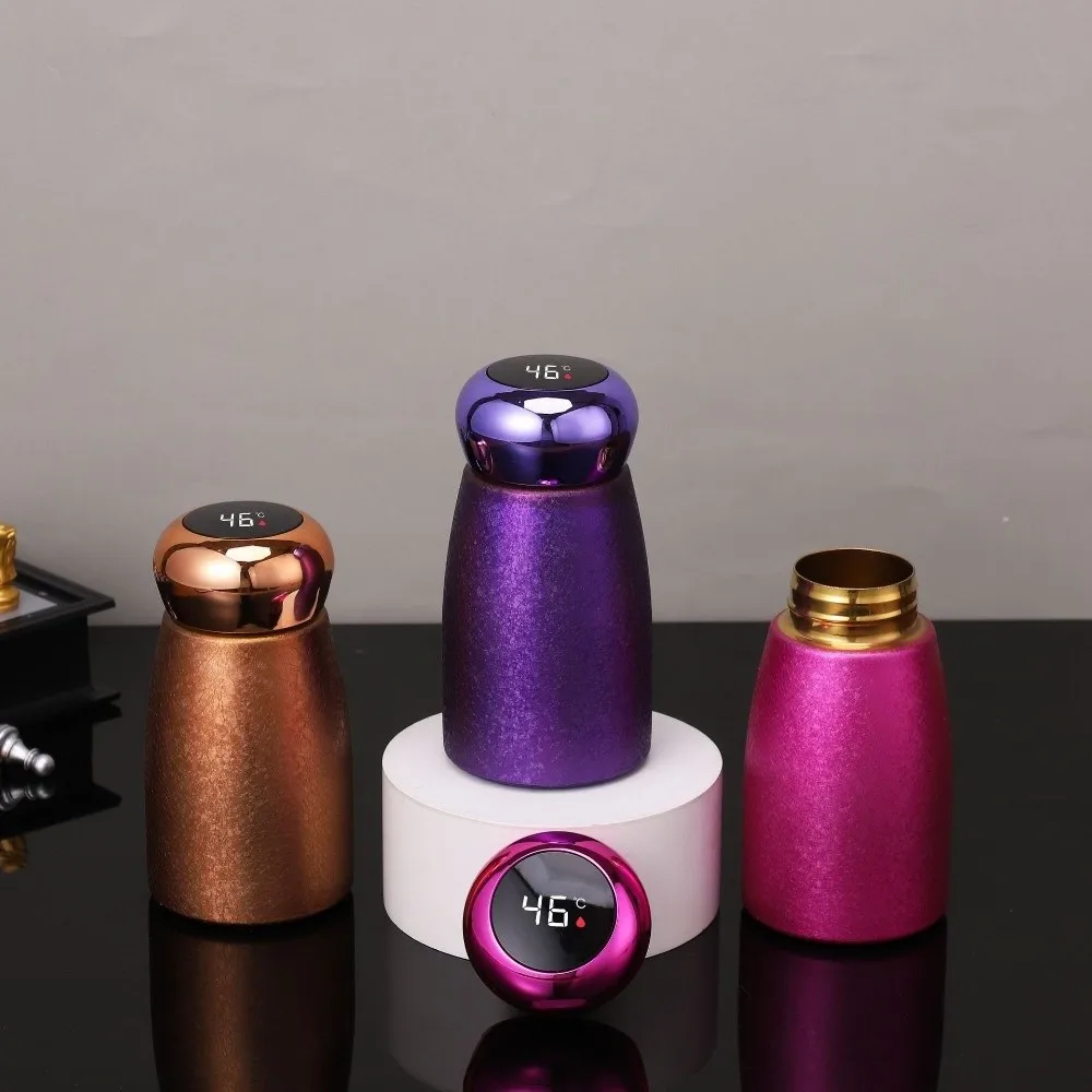 Portable Smart Temperature-Displaying Cup Mushroom-Shaped Temperature-Displaying Mini Thermos Cup Titanium-coated Liner