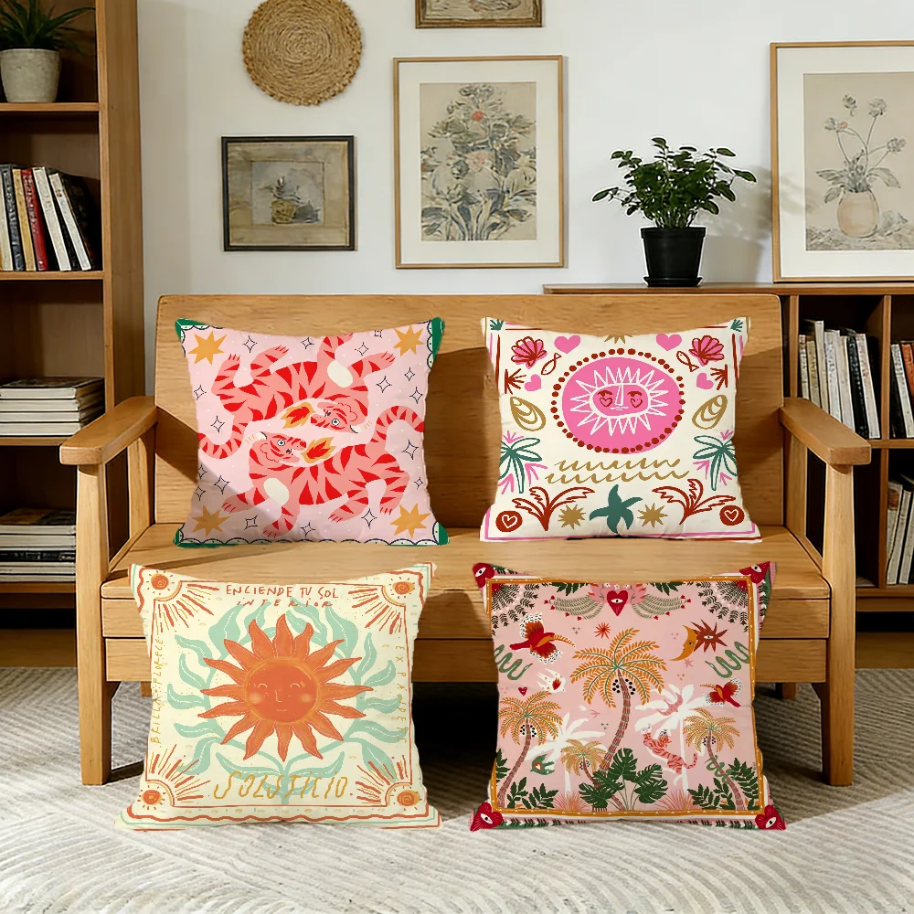 

Cartoon Flowers Fashion Art cushion cover For Pillow Printing Sofa Decoration Home Car Room Coffee Shop Office Nordic Simplicity