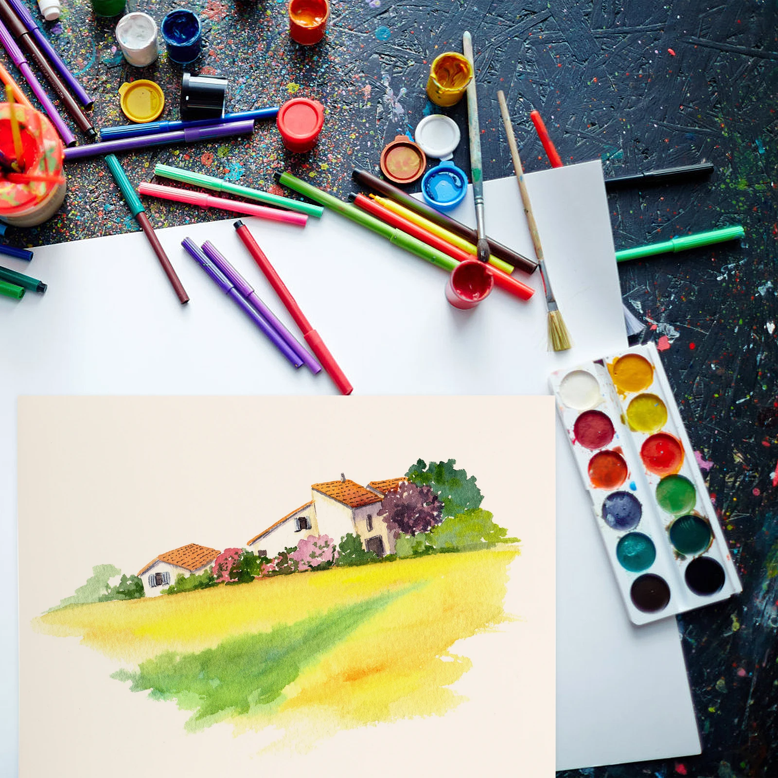 

50 Sheets Thick Watercolor Paper 8k Sketchpad for Kids Drawing School Supplies Durable Absorption Mixed Media Art Craft
