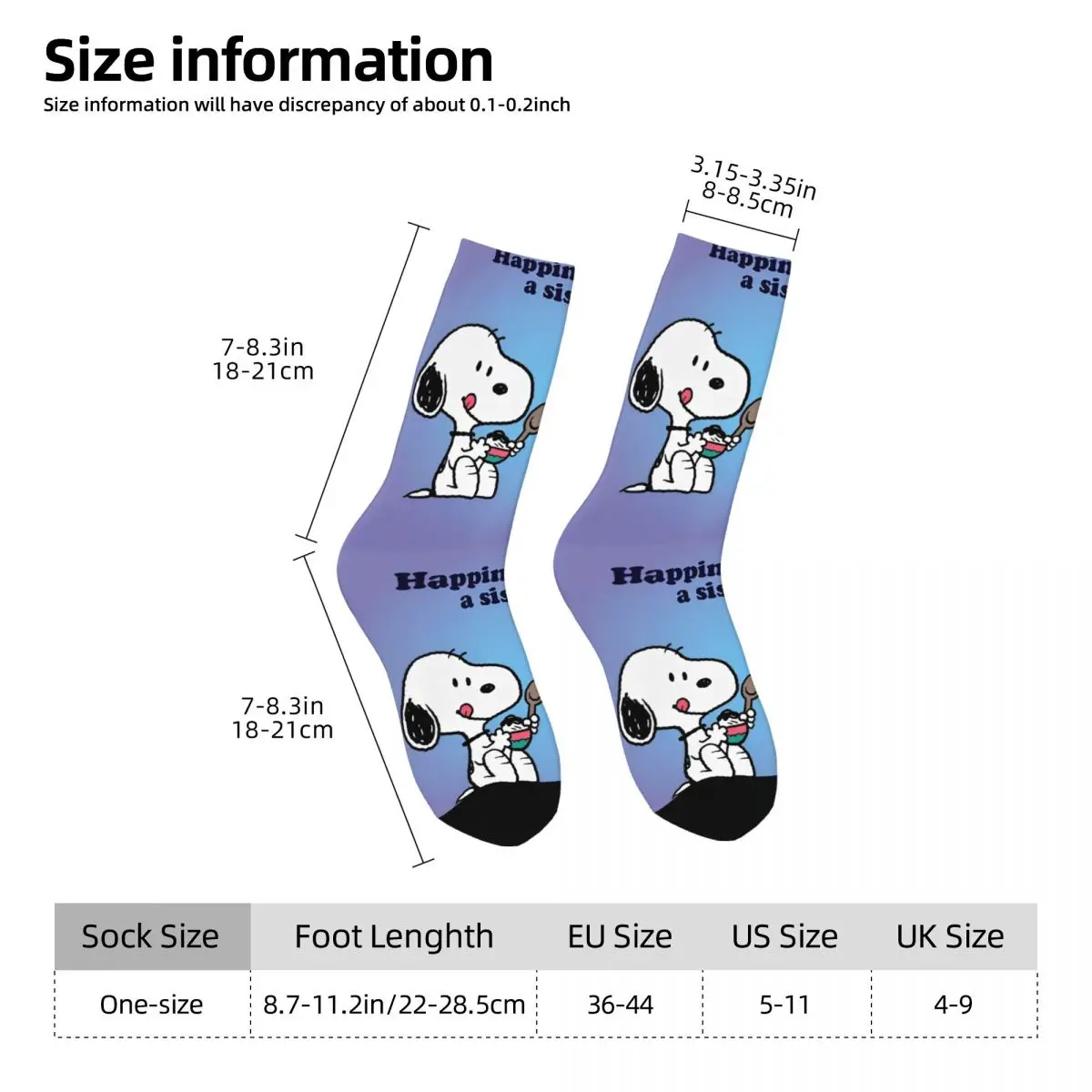 Snoopys kaus kaki senang stoking lucu pria kaus kaki Skateboard nyaman musim gugur desain kaus kaki antiselip