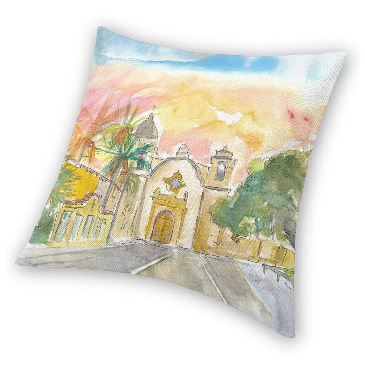 مهمة سان كارلوس بورروميو في الكرمل ساحة المخدة البوليستر الكتان المخملية الإبداعية رمي كيس وسادة غطاء وسادة السرير 18" #4