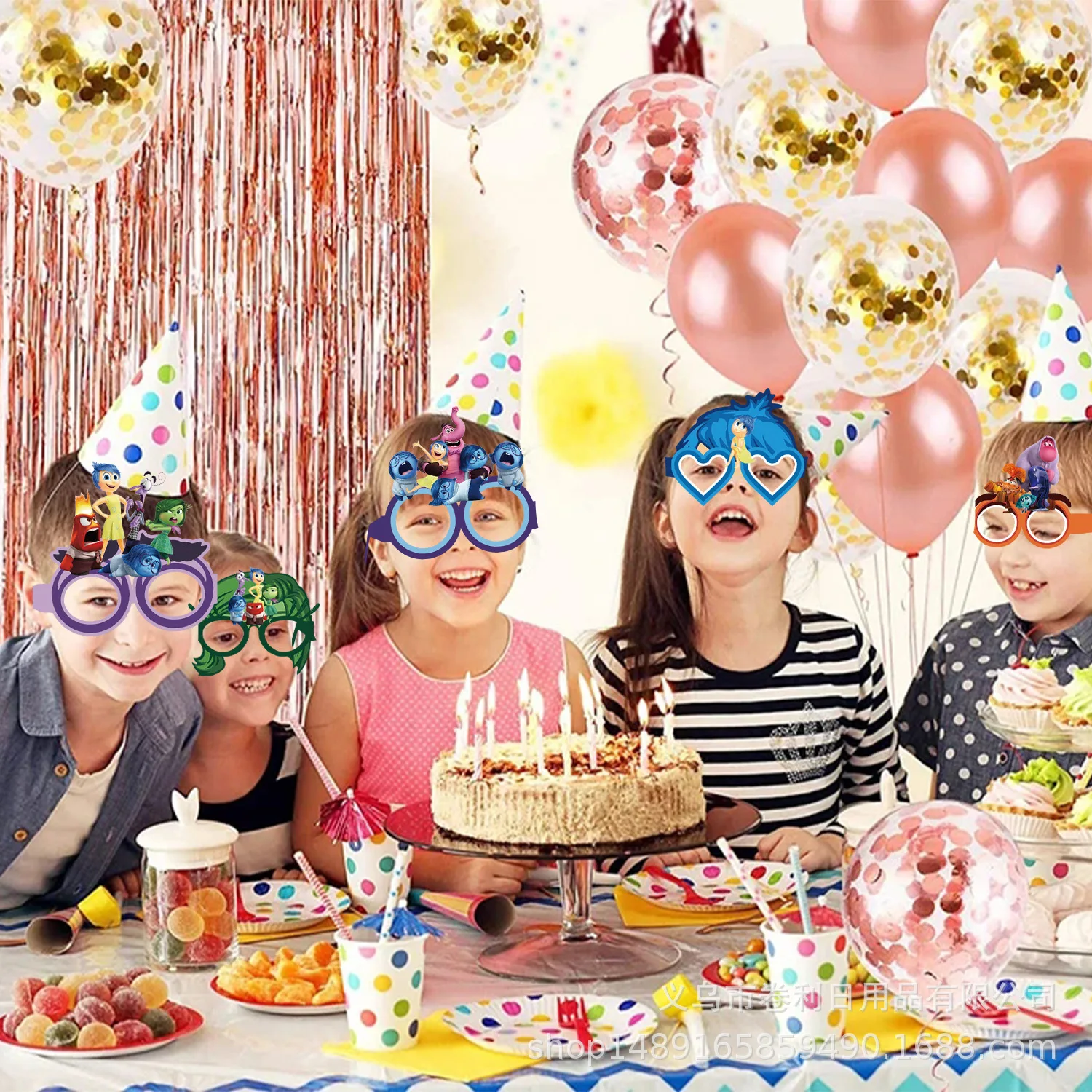 12 Uds. De 2 gafas Inside Out, suministros para fiestas, gafas de papel para niños, accesorios para fotos, decoraciones para fiesta de cumpleaños y celebración, juguetes