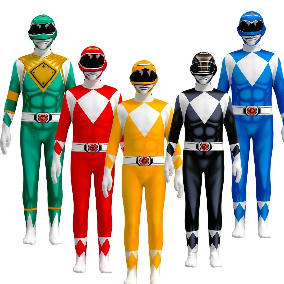 

New Power Samurai Rangers Costume Cosplay ， 3D Style Jumpsuit Dress Party Zentai Suits High Quality