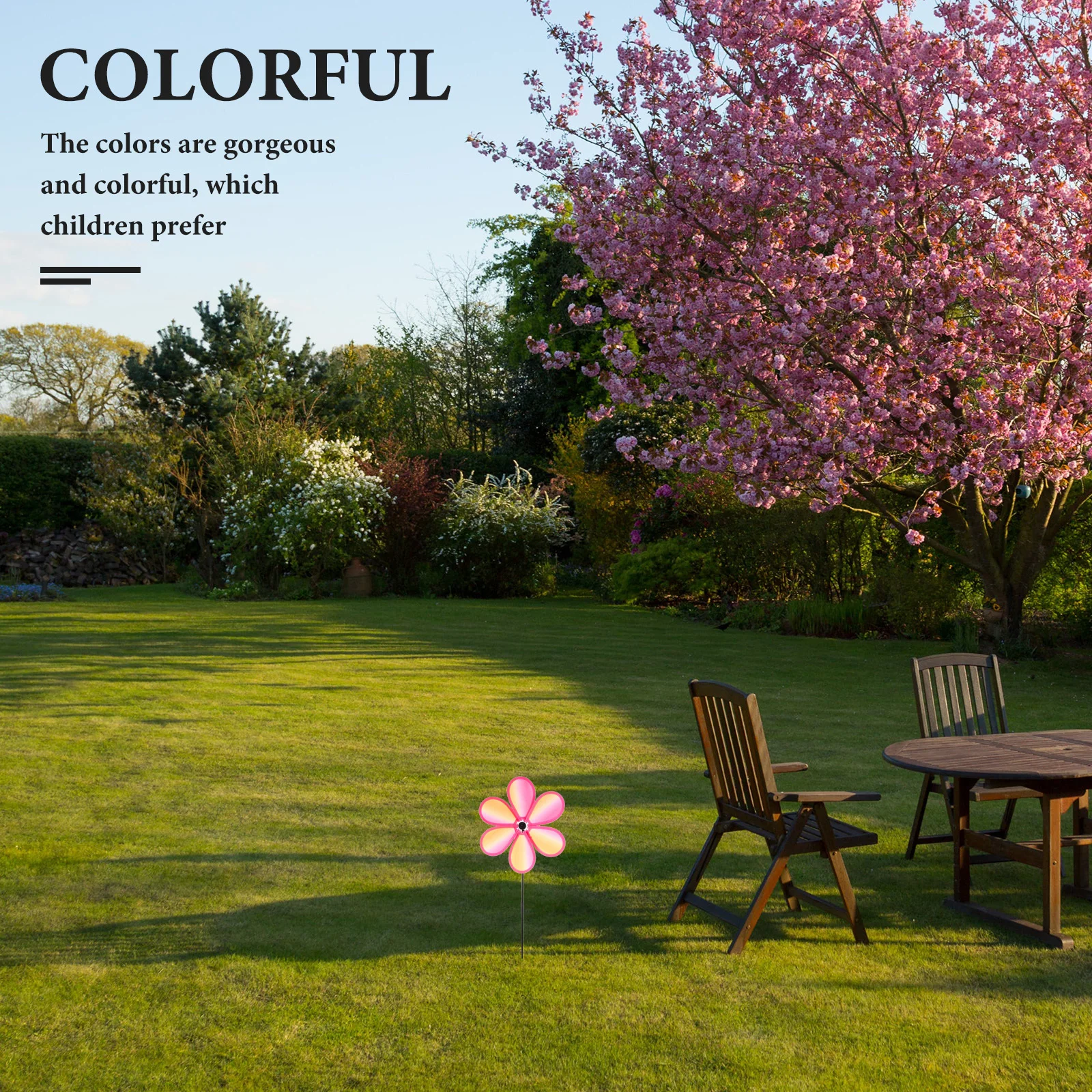 Cata-vento de tecido colorido portátil para crianças, leve, giratório, estaca decorativa para jardim, gramado ao ar livre