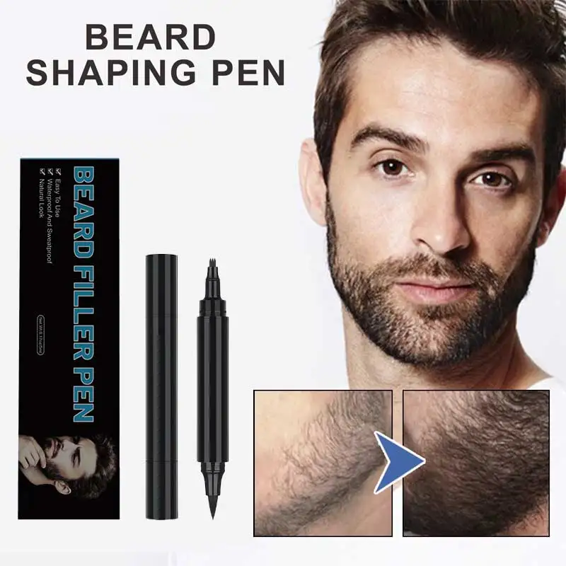 Men's Beard Pencil Filler Waterproof Beard Pen andBrush Long lasting Cover Natural Finish Repair Effectively Enhance Facial Hair