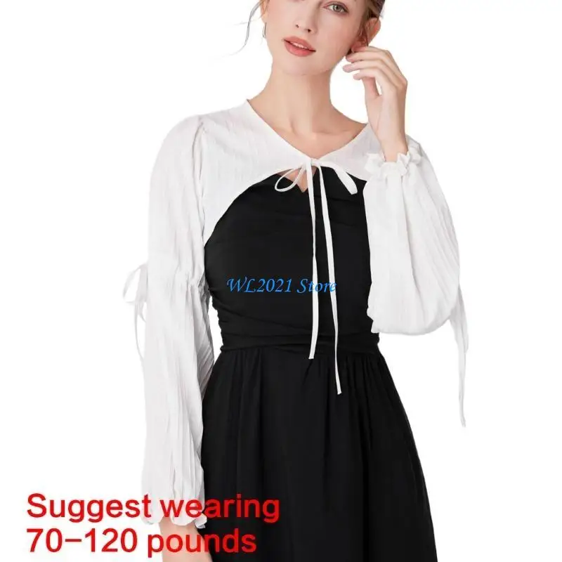 G5GC أنيقة انفصال كاذبة طوق كم طويل سترة الإناث نصف قميص طويل كم كاذبة طوق سترة فستان العرض #6