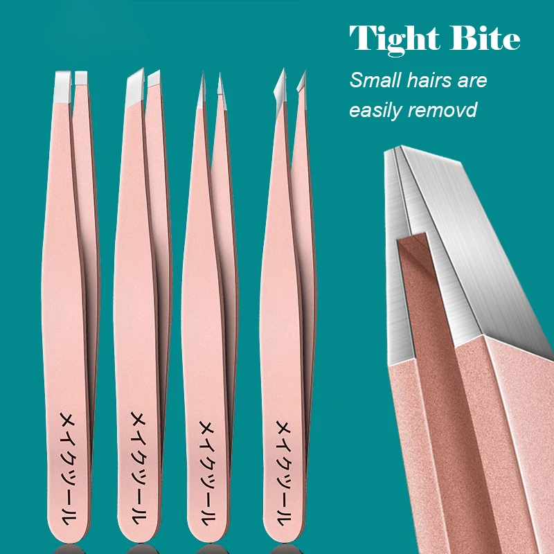 4-teiliges professionelles Pinzetten-Set, perfekt für die Augenbrauen-Haarentfernung, Splitter, eingewachsene Haarentfernung und mehr mit Aufbewahrungstasche und für mich – Detail 6