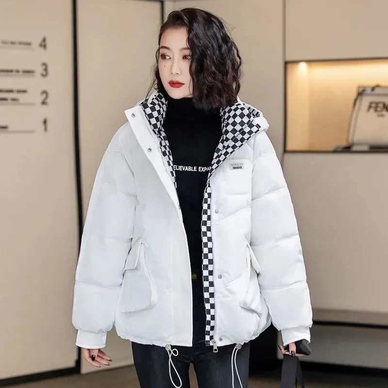 

Women Down Cotton Padded Jacket Female Winter Thick Warm Parka Coat 2022 New Loose Bread Coat Hooded Winter Jacket Solid Outwear