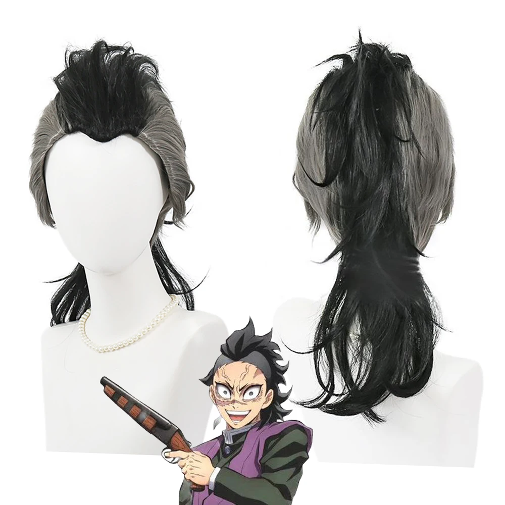 

Anime Shinazugawa Genya Mohair Mixed Color Gradient Cosplay Synthetic Hair Suitable for Men's Role Play Heat Resistant Wig