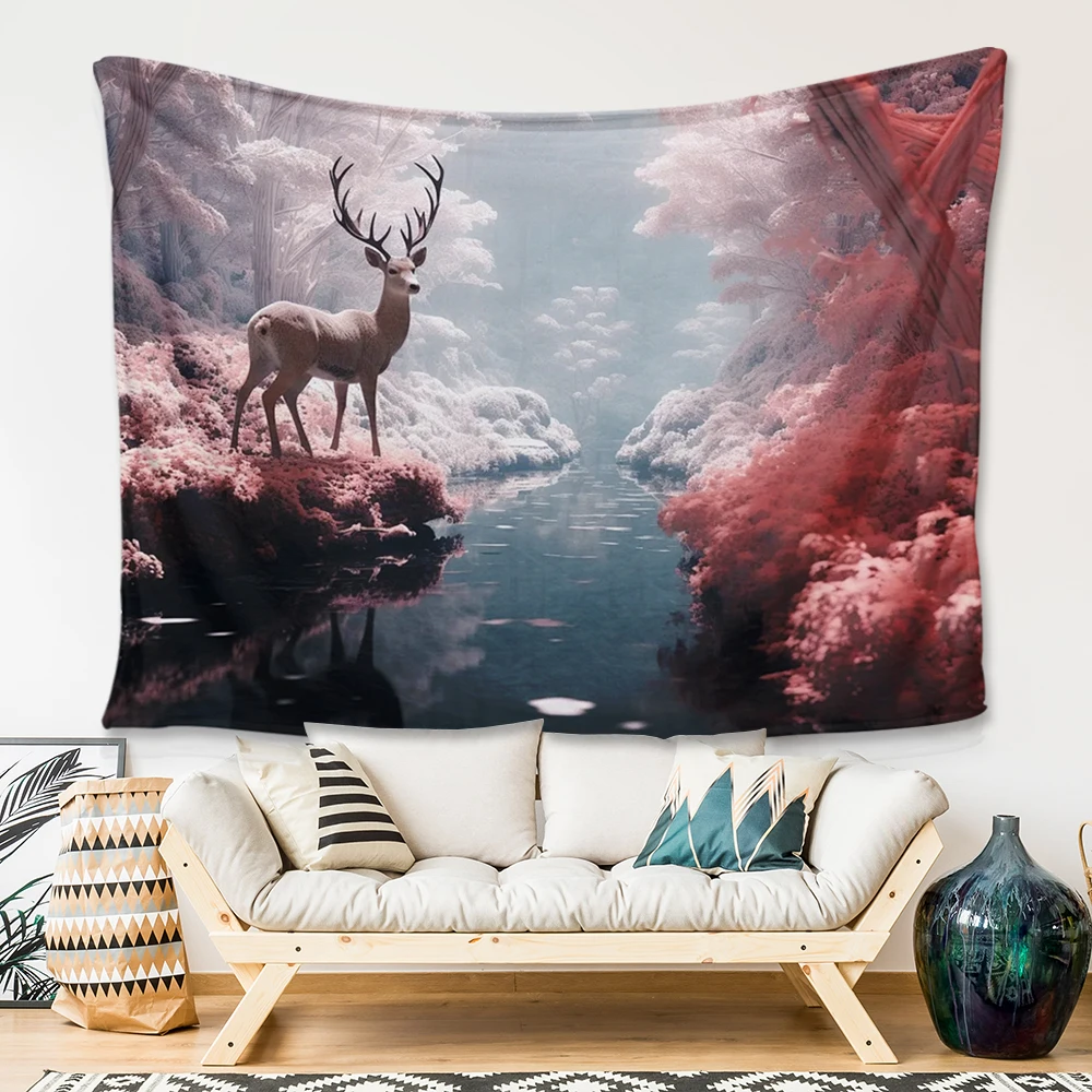 Newly customized deer animal flange velvet blanket decoration portable family bed sheets picnic gifts