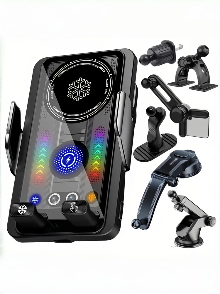15W Kühlende Auto-Handyhalterung mit kabellosem Ladegerät und 360°-Drehung für Samsung S25 iPhone 17 16 15 14 13 12 Pro Max