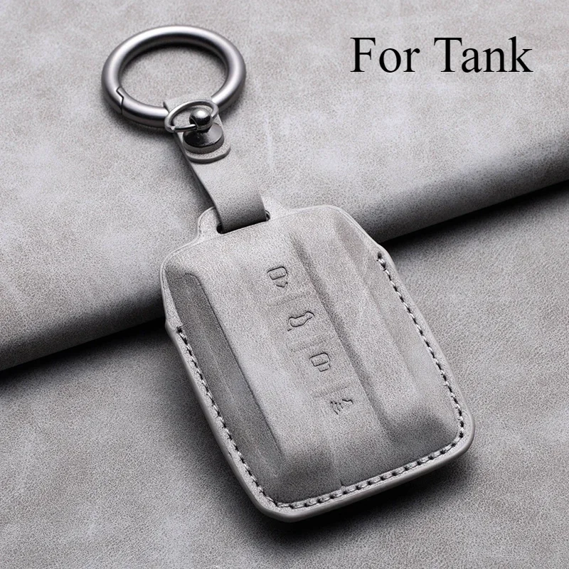 

Remote Car Key Case Cover Shell Fob For Great Wall GWM WEY Tank 300 500 22-23 Turn Fur Auto Leather Car Keychian Accessories