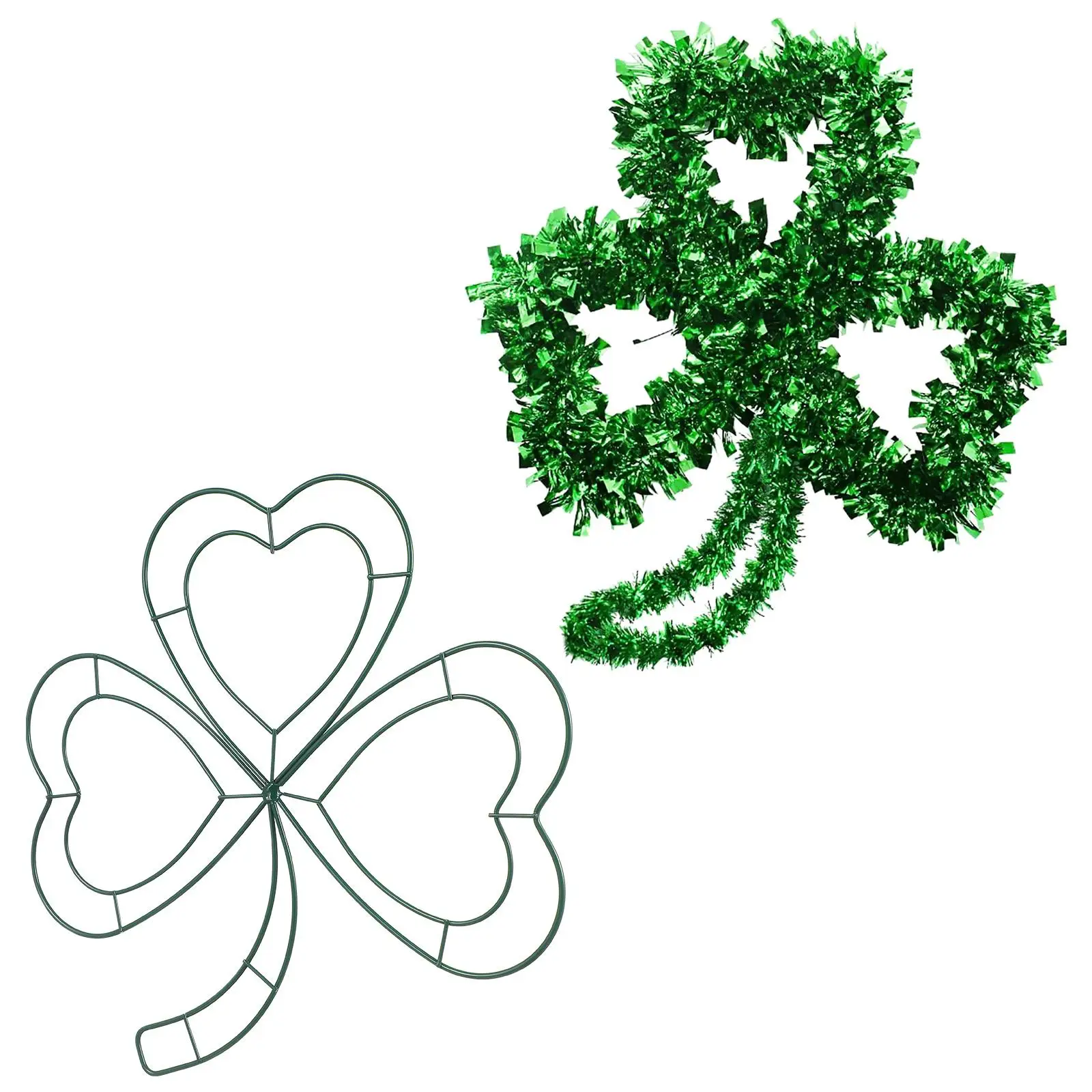 

2pcs 31x31cm Four Leaf Hoop Decoration Metal Rings for Crafts St Patrick's Wreath Frame Supplies Holiday Party Home Festival