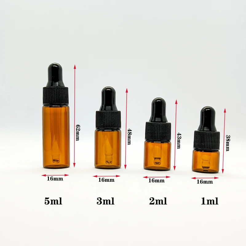 30pcs 1ml 2ml 3ml 5ml Mini Dropper Bottles for Essential Oil Aromatherapy Bottles With Cap Portable Cosmetic Empty Containers