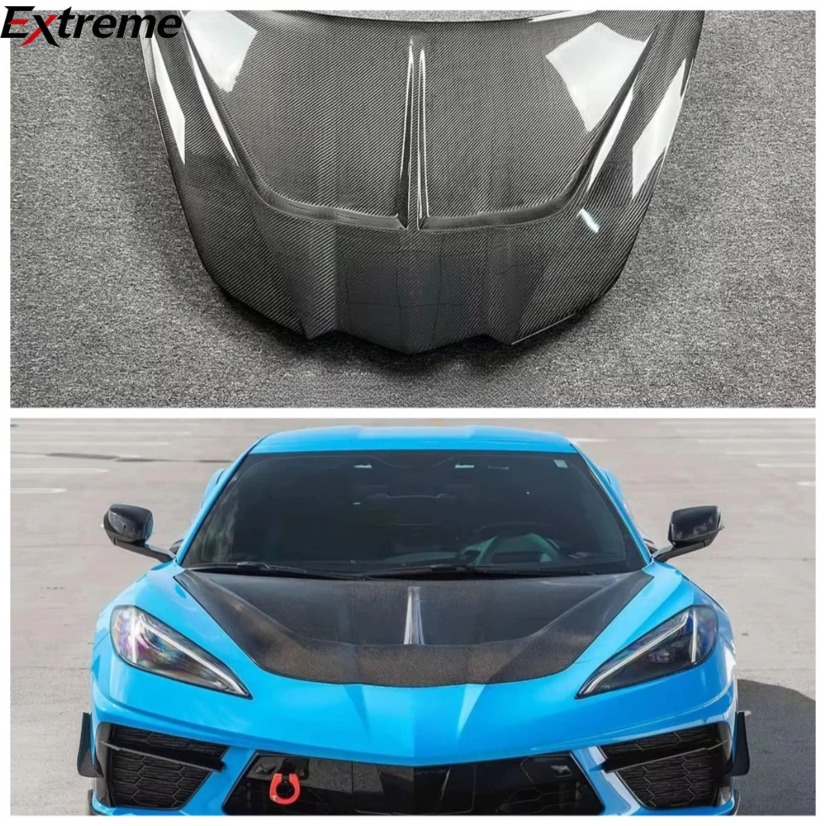 

Powermax High Quality Carbon Fiber Front Hood for Chevrolet Corvette C8 ST Style New Condition Bonnet