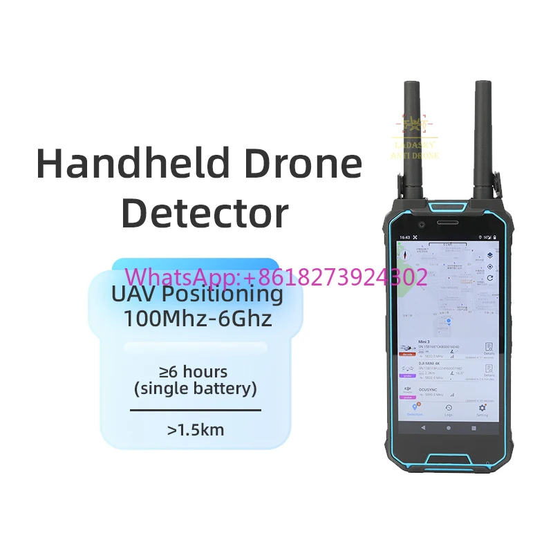 

Portable Drone Detector with 2km Detection Range and Positioning Full-Frequency 100MHz-6000MHz for Safety Protection