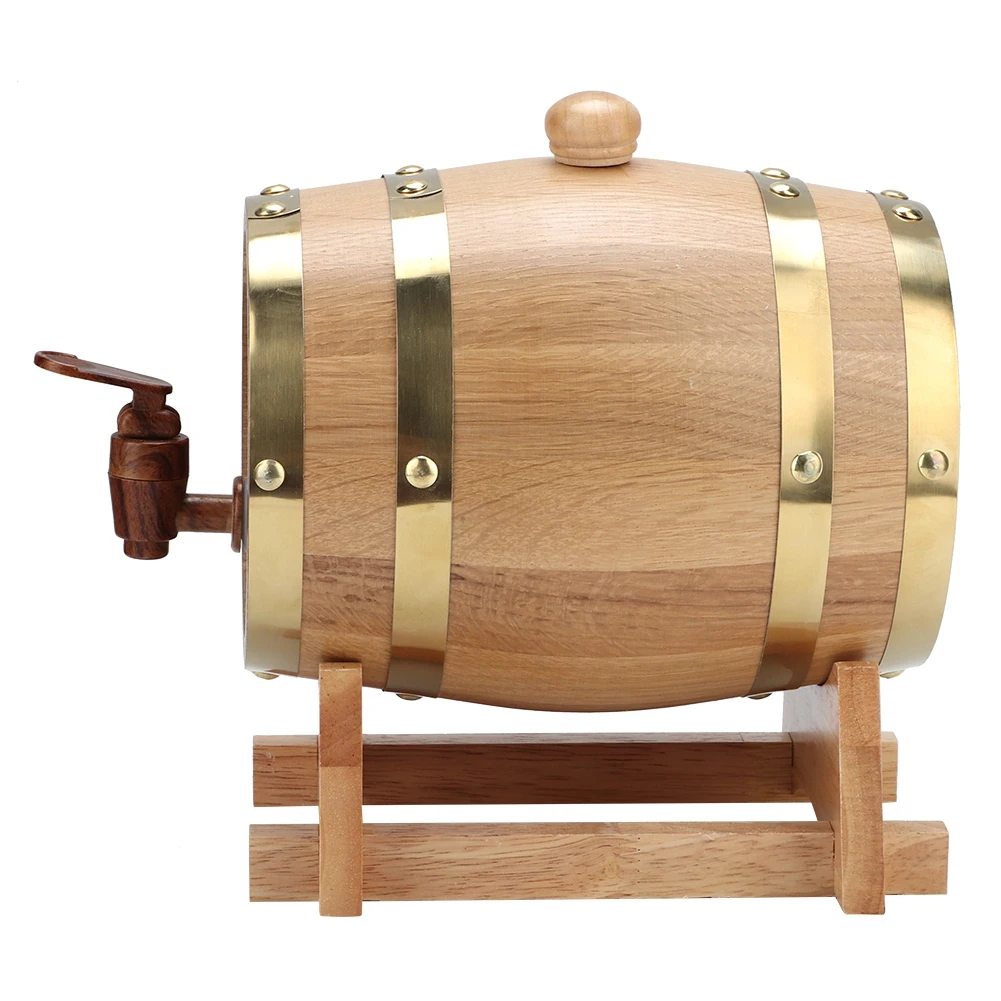 ZK20 1.5L Vintage Oak Wood Wine Barrel Keg Bucket Home Wine Storage Accessories view 5